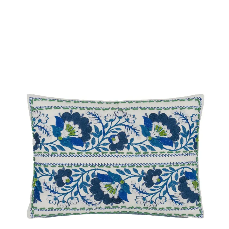 Designers Guild - Enamel Flower Indigo Embroidered Cotton